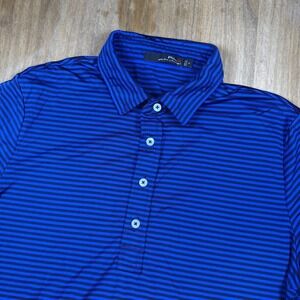 RLX Ralph Lauren Short Sleeve Golf Polo Shirt Men's M Blue Striped Lightweight